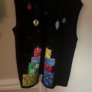 Kim Rogers Festive Black Sweater Vest